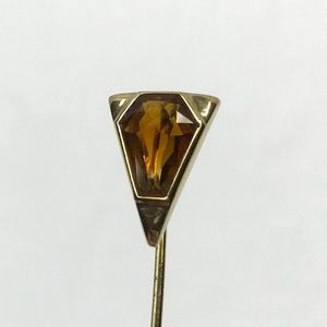 14k gold hat pin with citrine stone